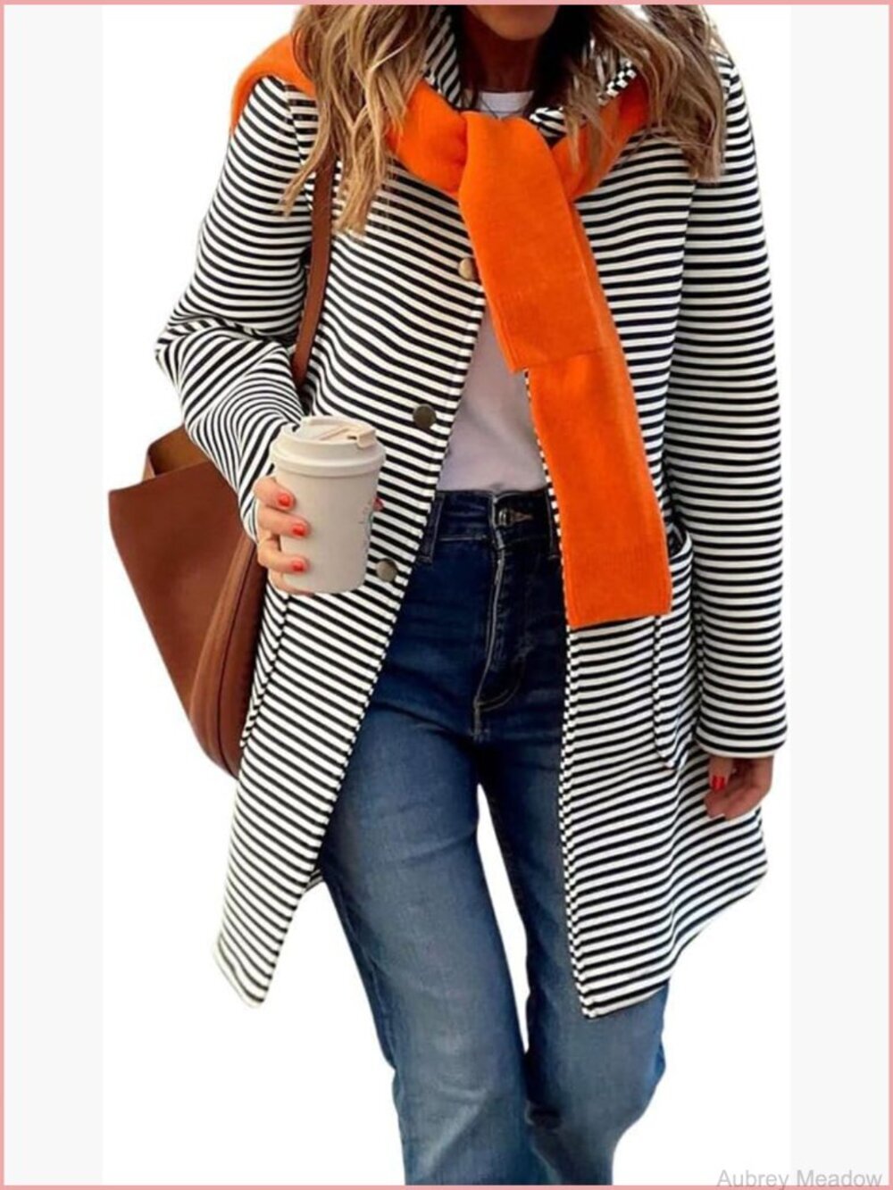Color Block Striped Hooded Coatigan Oversized Button Down Long Jacket with